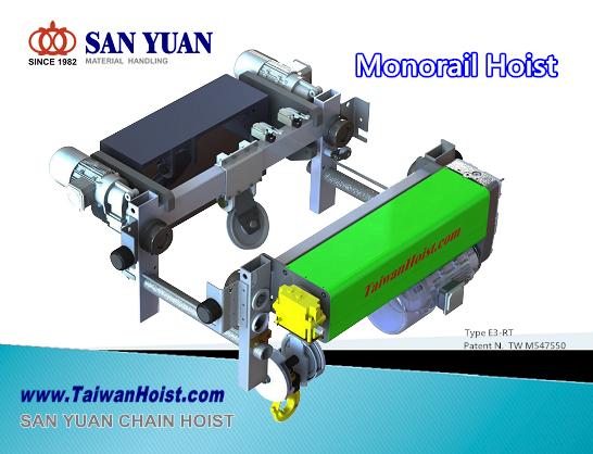 
                            SAN YUAN Monorail Low Headroom wire rope hoist
                        