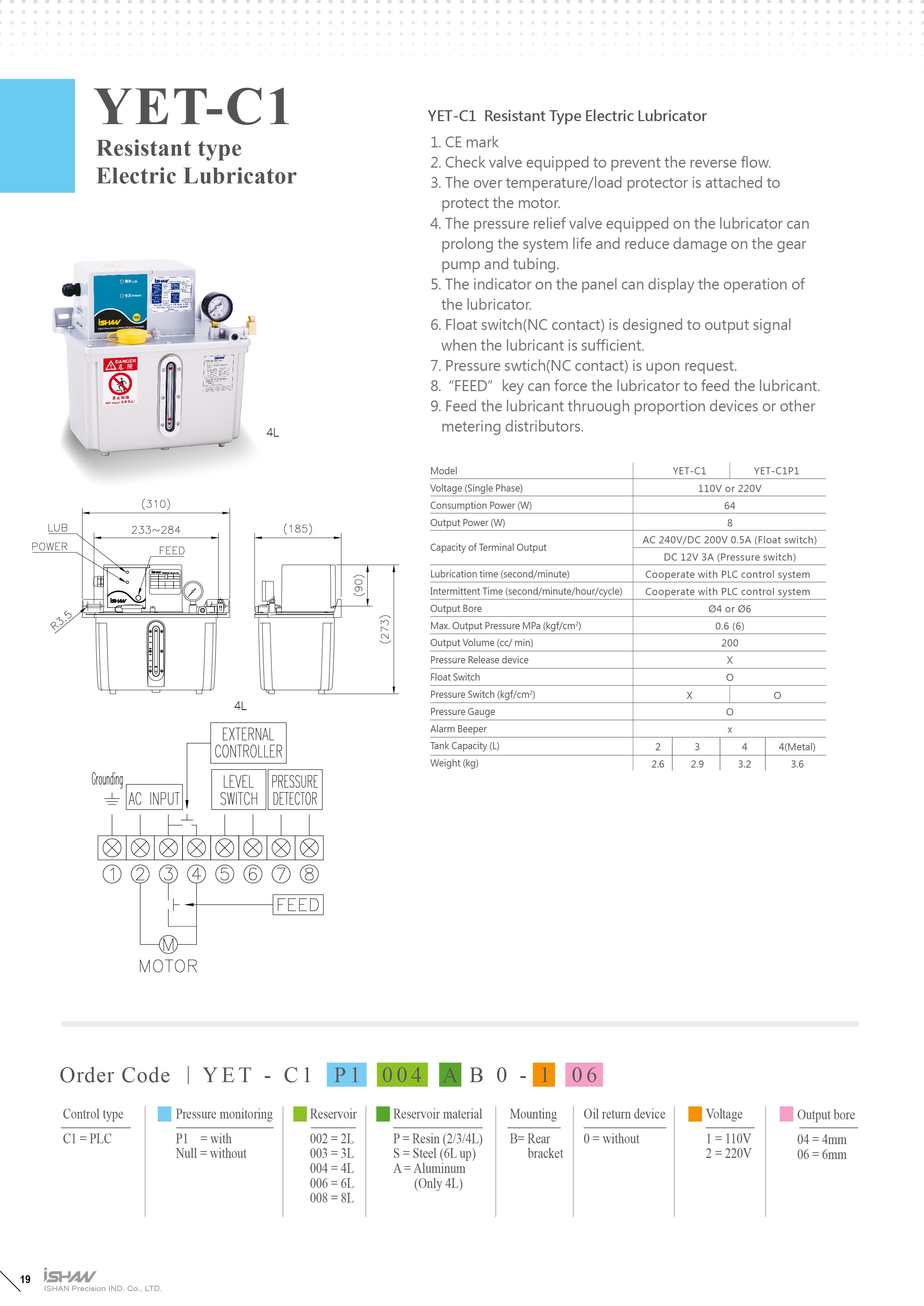 YET-C1 Resistant Type Electric Lubricator