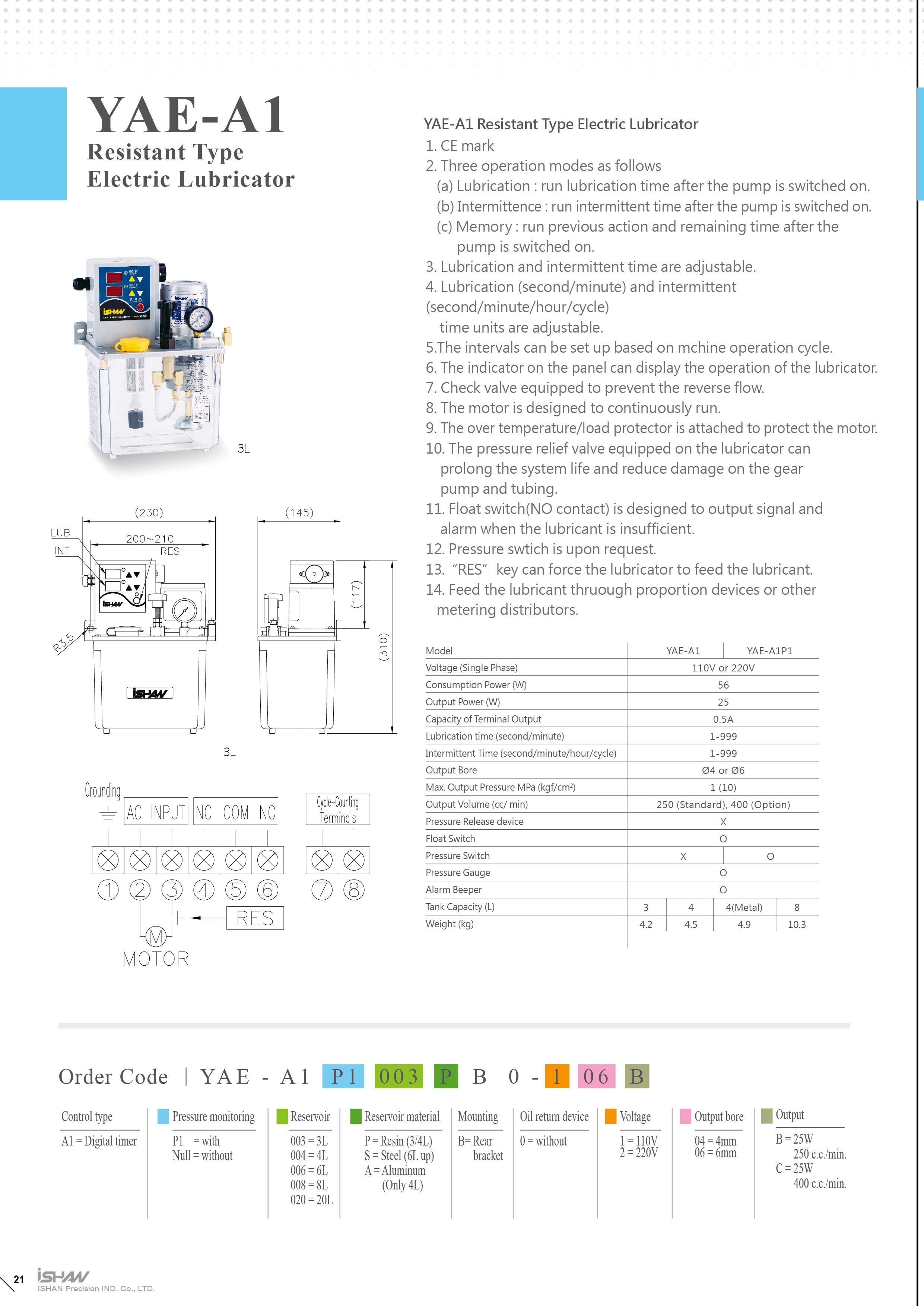 YAE-A1 Resistant Type Electric Lubricator