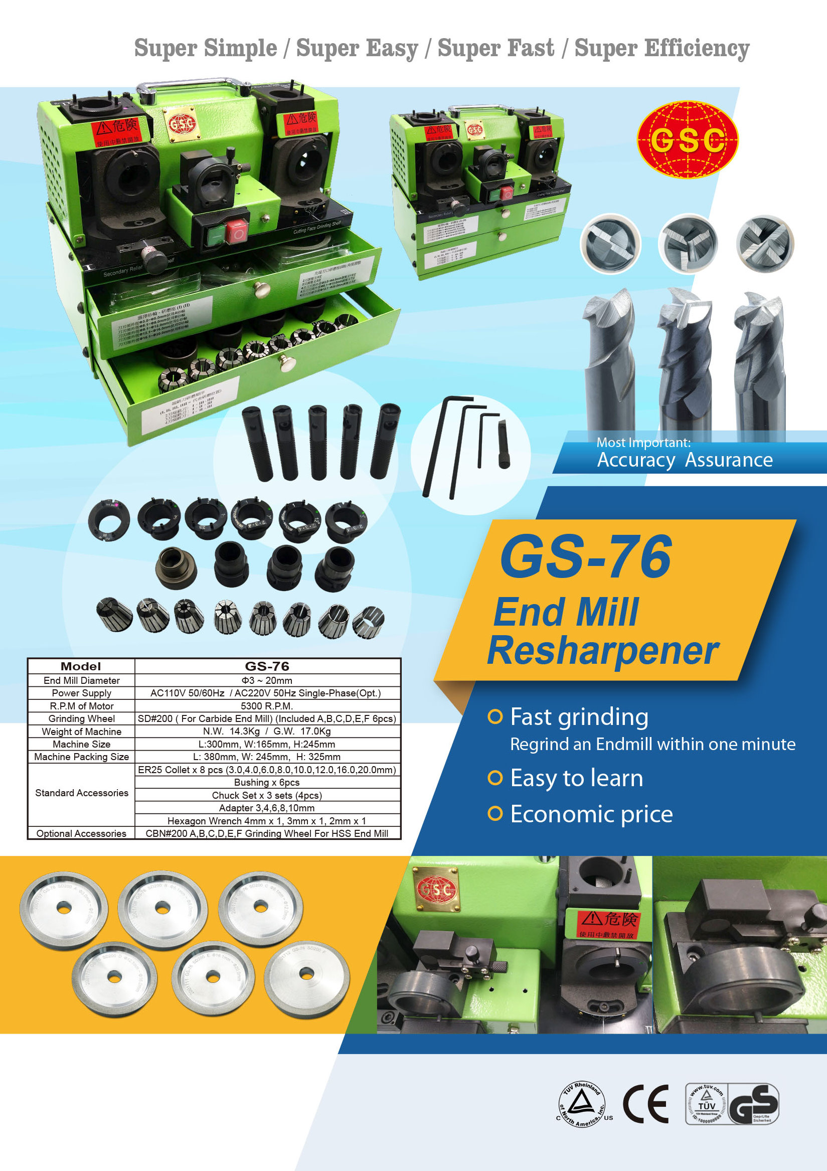 GS-76 End Mill Re-sharpener