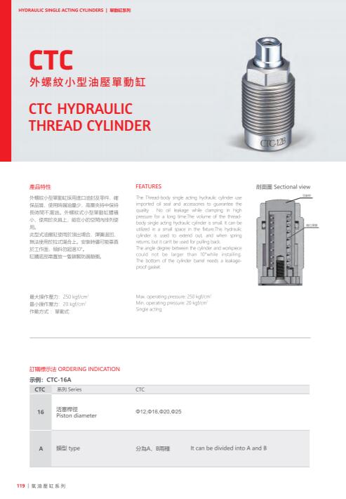CTC外螺紋小型油壓單動缸
