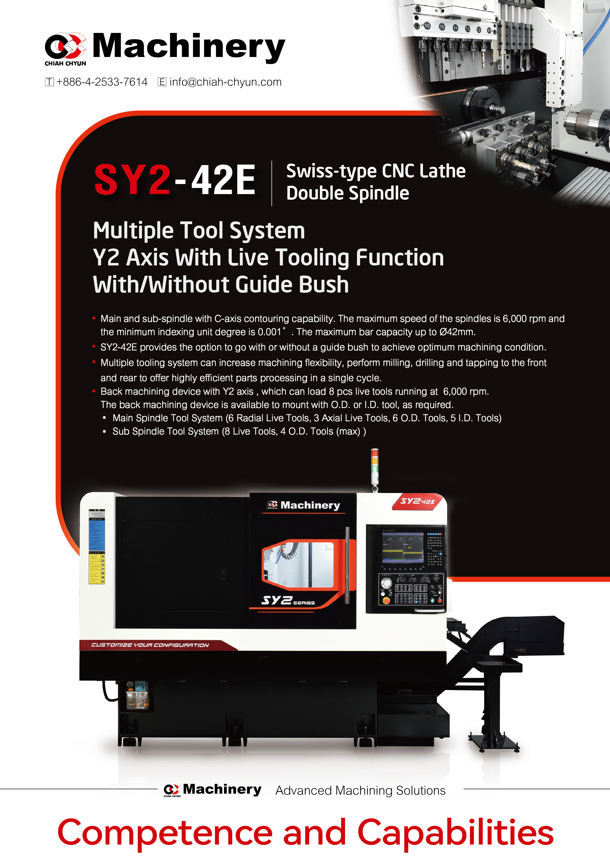 SY2-42E Swiss-type CNC Lathe