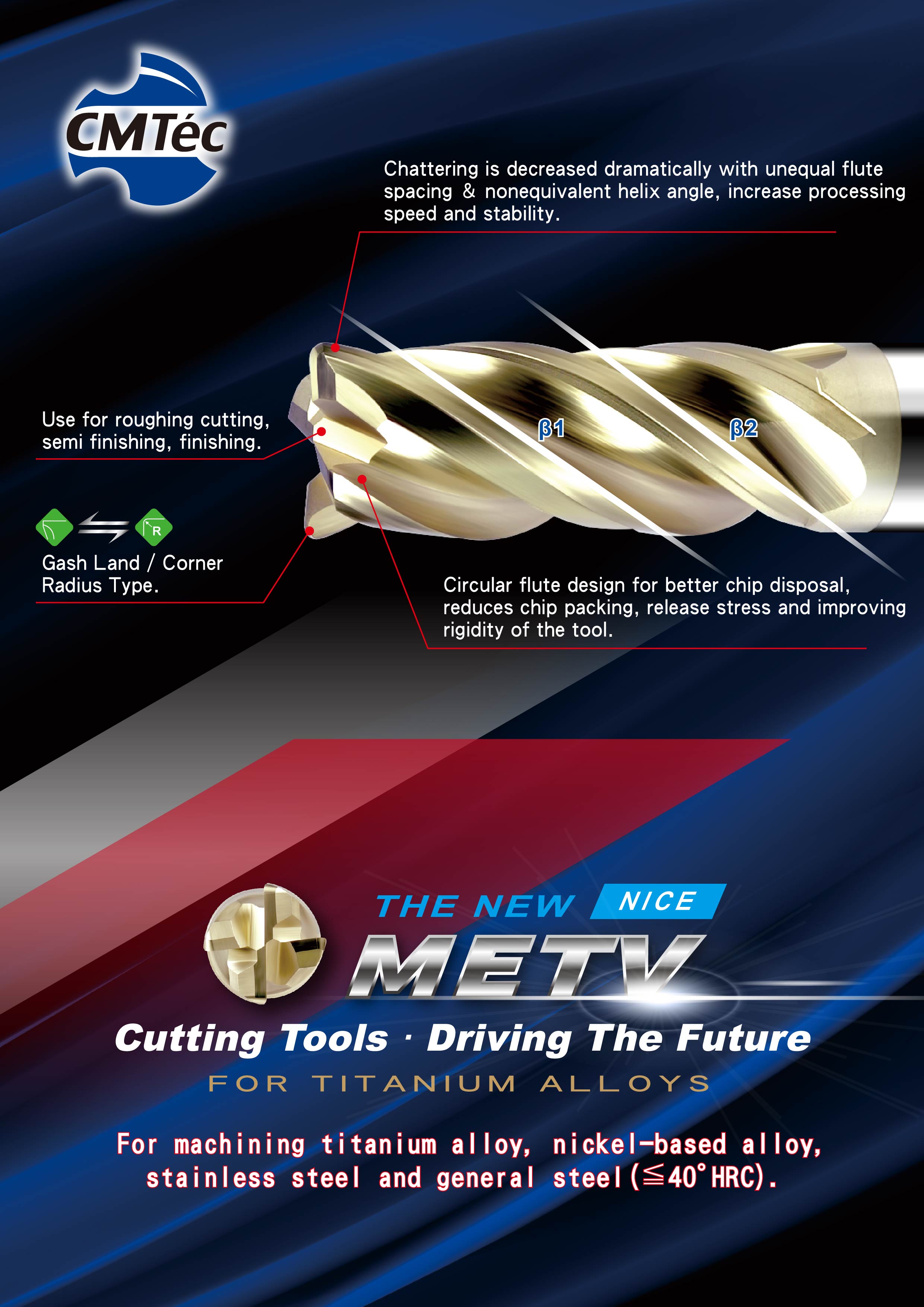 METV- Carbide End Mill For Titanium Alloys