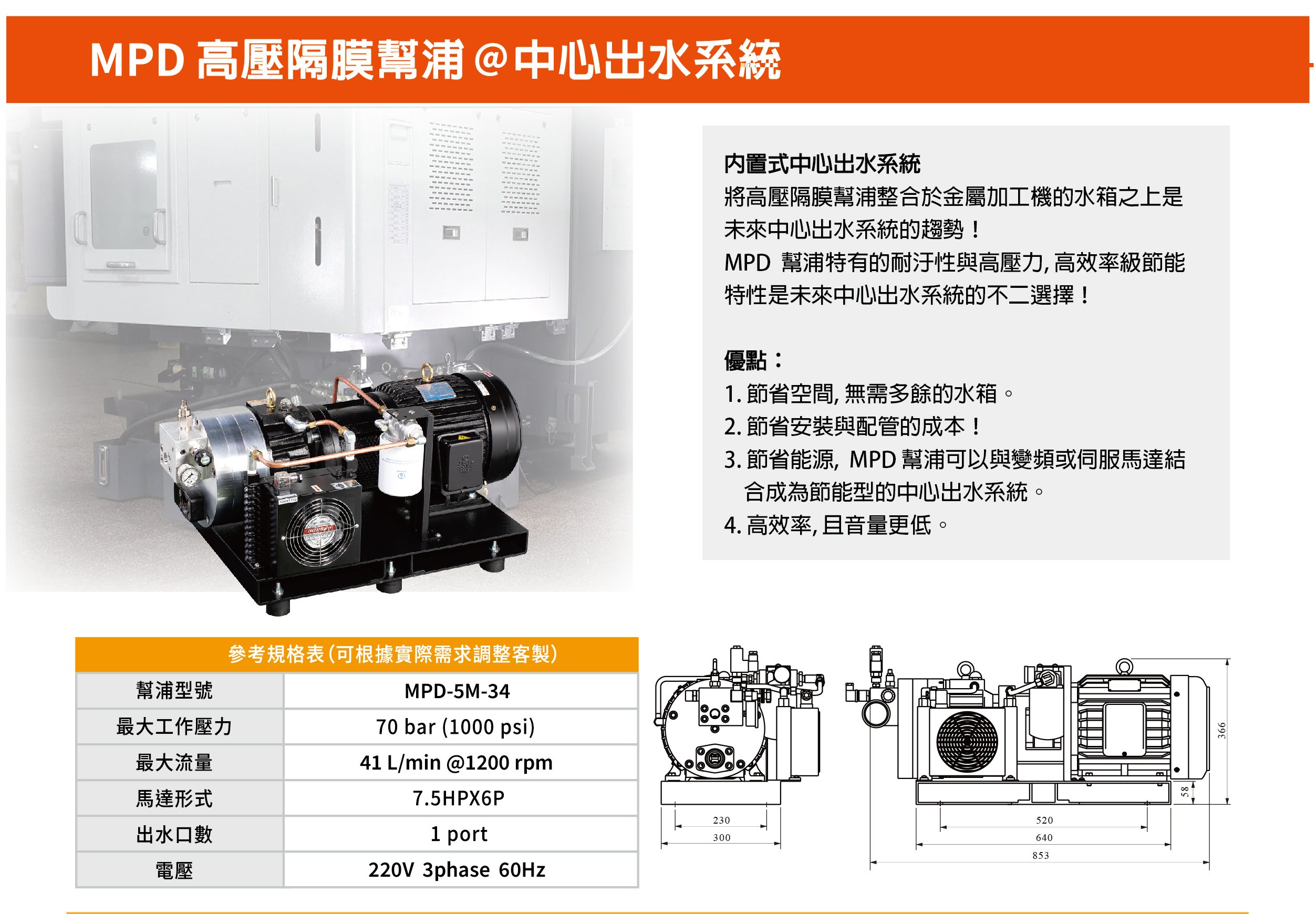 內置式中心出水系統