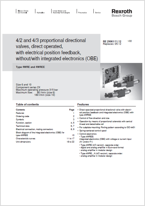 4/2 and 4/3 proportional directional 1/22 valves